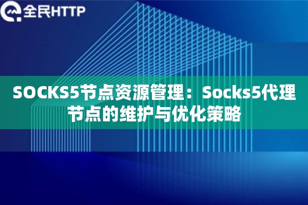 SOCKS5节点资源管理：Socks5代理节点的维护与优化策略