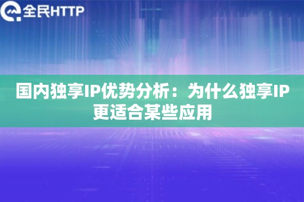 国内独享IP优势分析：为什么独享IP更适合某些应用