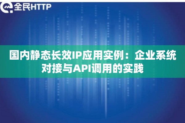 国内静态长效IP应用实例：企业系统对接与API调用的实践