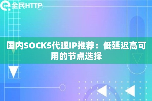 国内SOCK5代理IP推荐：低延迟高可用的节点选择