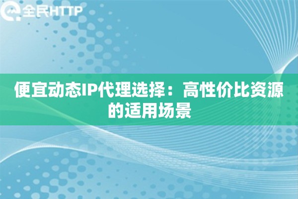 便宜动态IP代理选择：高性价比资源的适用场景