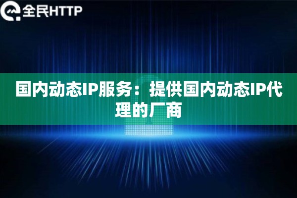 国内动态IP服务：提供国内动态IP代理的厂商