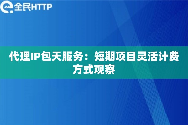 代理IP包天服务：短期项目灵活计费方式观察