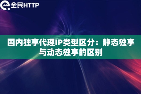 国内独享代理IP类型区分：静态独享与动态独享的区别