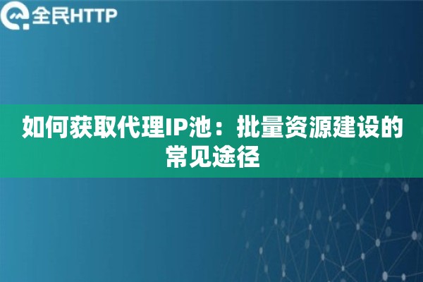 如何获取代理IP池：批量资源建设的常见途径