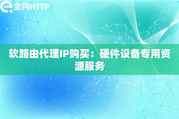 软路由代理IP购买：硬件设备专用资源服务