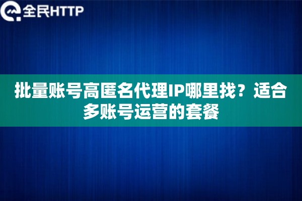 批量账号高匿名代理IP哪里找？适合多账号运营的套餐