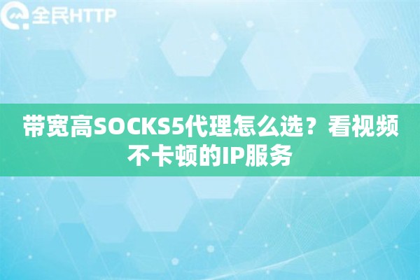 带宽高SOCKS5代理怎么选？看视频不卡顿的IP服务