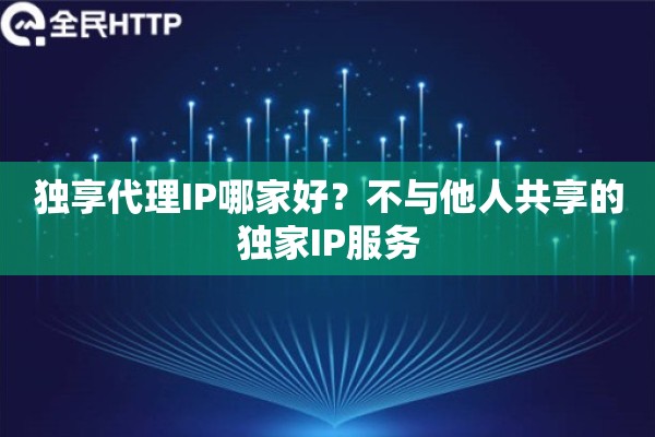 独享代理IP哪家好？不与他人共享的独家IP服务