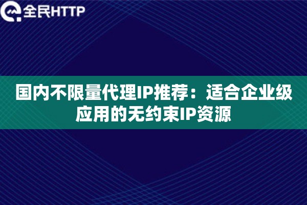 国内不限量代理IP推荐：适合企业级应用的无约束IP资源
