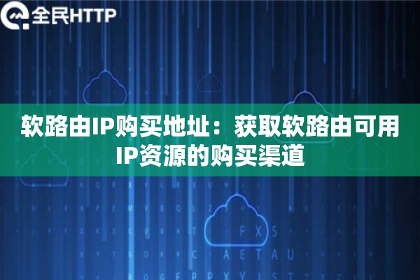 软路由IP购买地址：获取软路由可用IP资源的购买渠道