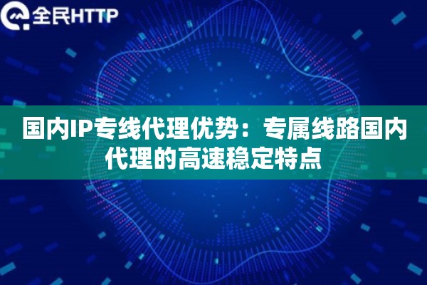 国内IP专线代理优势：专属线路国内代理的高速稳定特点