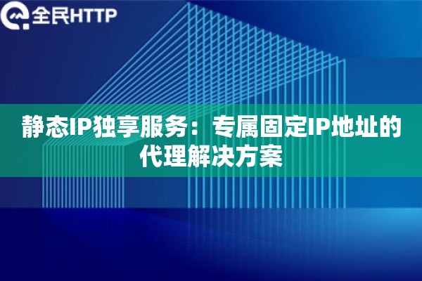 静态IP独享服务：专属固定IP地址的代理解决方案