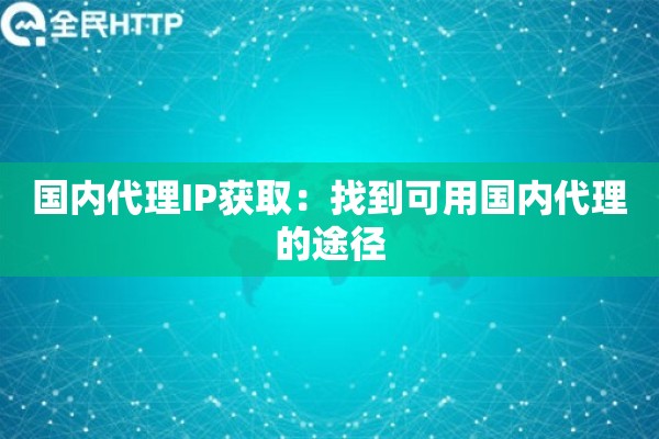 国内代理IP获取：找到可用国内代理的途径