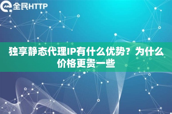 独享静态代理IP有什么优势？为什么价格更贵一些