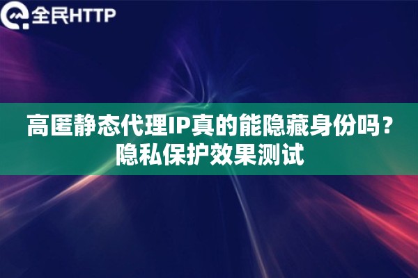 高匿静态代理IP真的能隐藏身份吗?隐私保护效果测试 高匿静态代理IP真的能隐藏身份吗?隐私保护效果测试