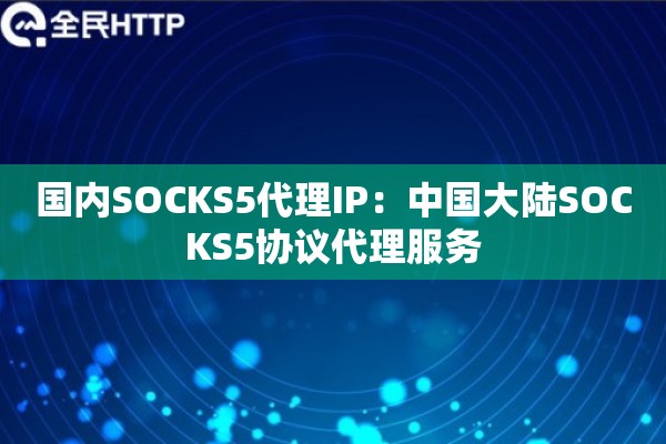 国内SOCKS5代理IP：中国大陆SOCKS5协议代理服务