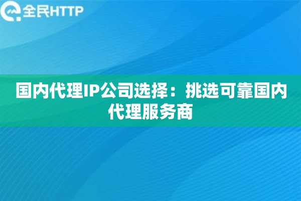 国内代理IP公司选择：挑选可靠国内代理服务商