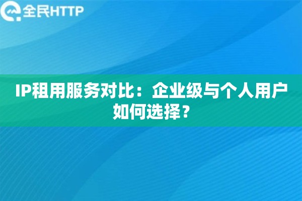 IP租用服务对比：企业级与个人用户如何选择？