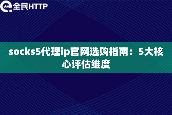socks5代理ip官网选购指南：5大核心评估维度