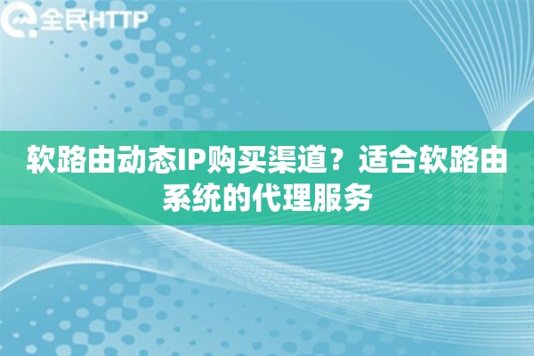 软路由动态IP购买渠道?适合软路由系统的代理服务 软路由动态IP购买渠道?适合软路由系统的代理服务