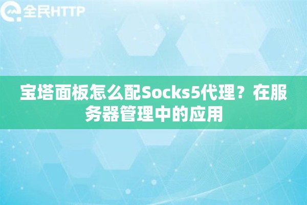 宝塔面板怎么配Socks5代理?在服务器管理中的应用 宝塔面板怎么配Socks5代理?在服务器管理中的应用