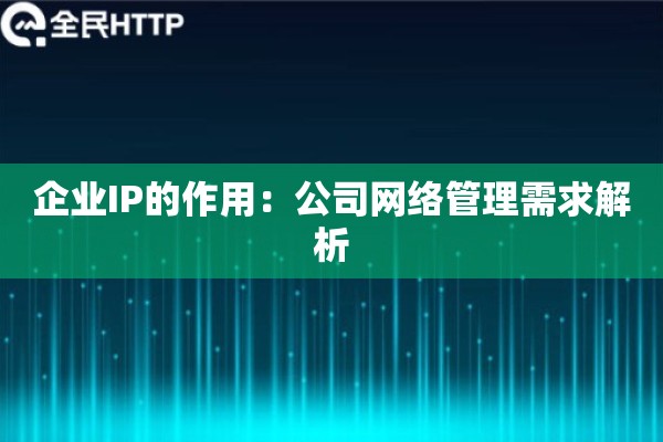 企业IP的作用：公司网络管理需求解析