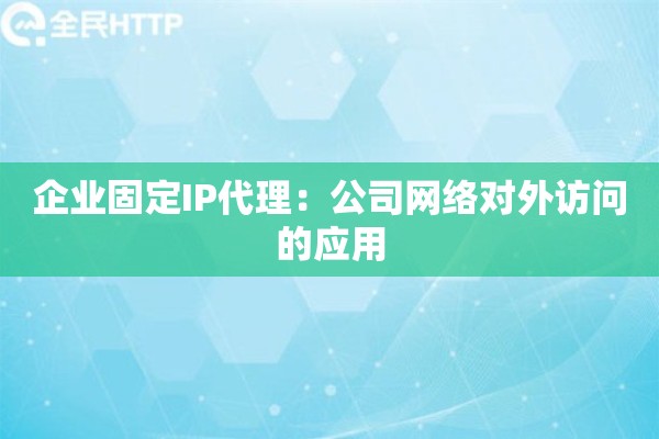 企业固定IP代理：公司网络对外访问的应用