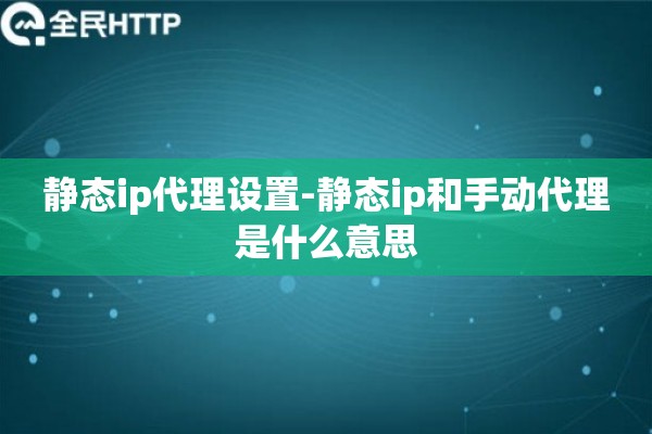 静态ip代理设置-静态ip和手动代理是什么意思
