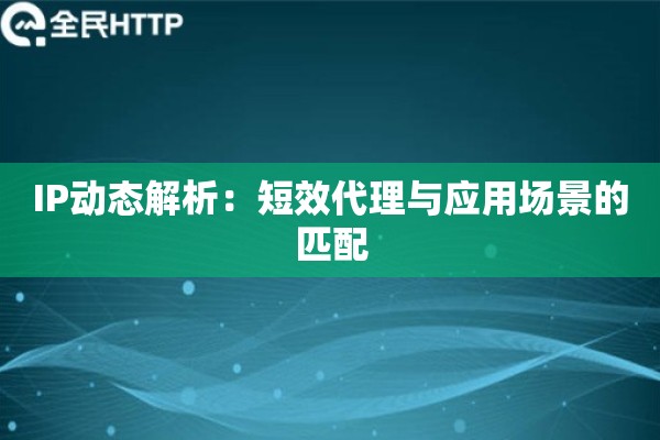 IP动态解析:短效代理与应用场景的匹配 IP动态解析:短效代理与应用场景的匹配