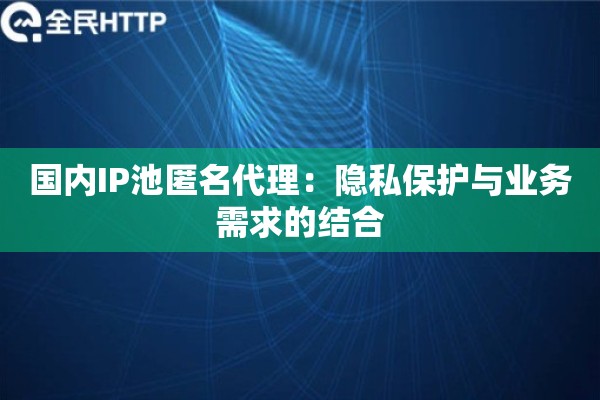 国内IP池匿名代理：隐私保护与业务需求的结合