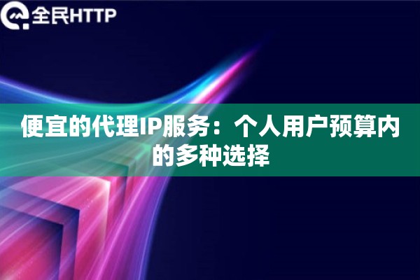 便宜的代理IP服务：个人用户预算内的多种选择
