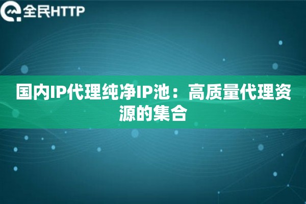 国内IP代理纯净IP池：高质量代理资源的集合