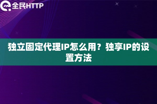 独立固定代理IP怎么用？独享IP的设置方法