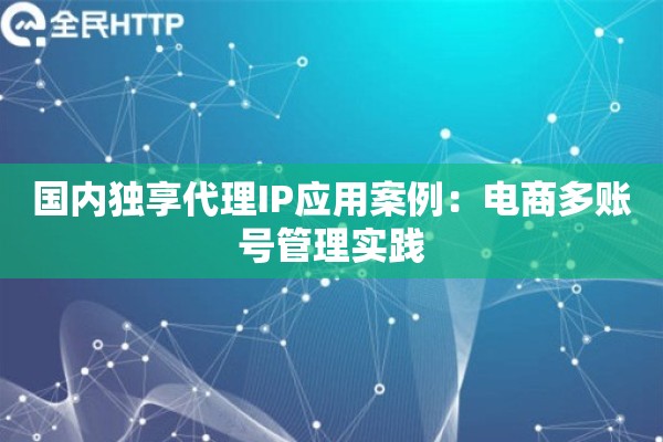 国内独享代理IP应用案例：电商多账号管理实践