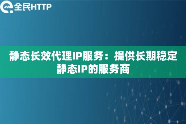 静态长效代理IP服务：提供长期稳定静态IP的服务商