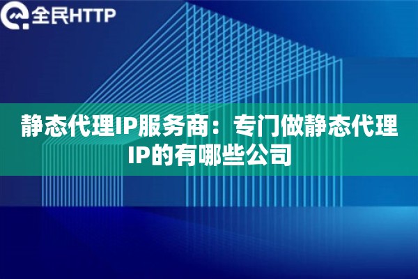 静态代理IP服务商：专门做静态代理IP的有哪些公司
