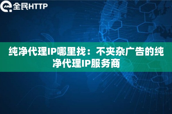 纯净代理IP哪里找：不夹杂广告的纯净代理IP服务商