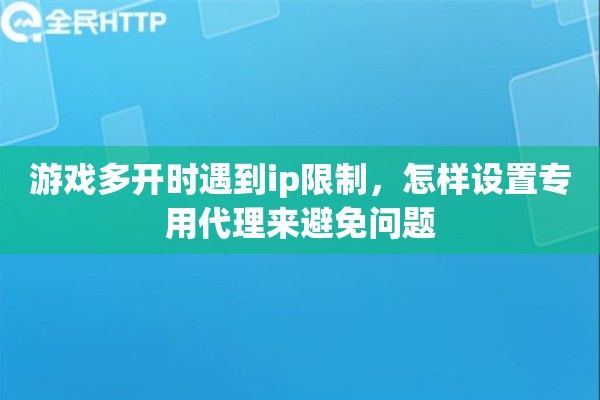 游戏多开时遇到ip限制，怎样设置专用代理来避免问题