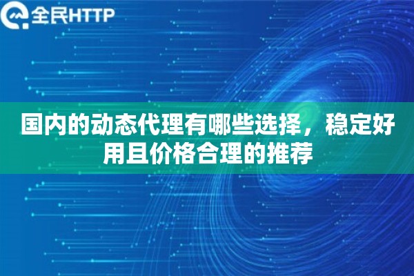 国内的动态代理有哪些选择，稳定好用且价格合理的推荐