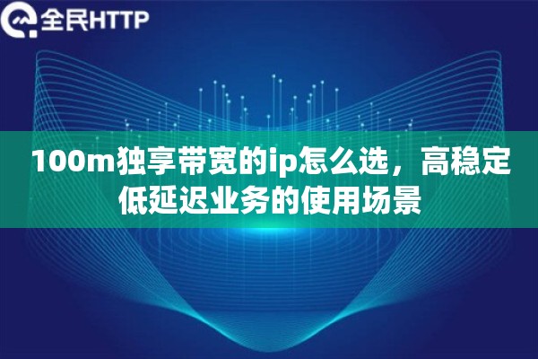 100m独享带宽的ip怎么选，高稳定低延迟业务的使用场景