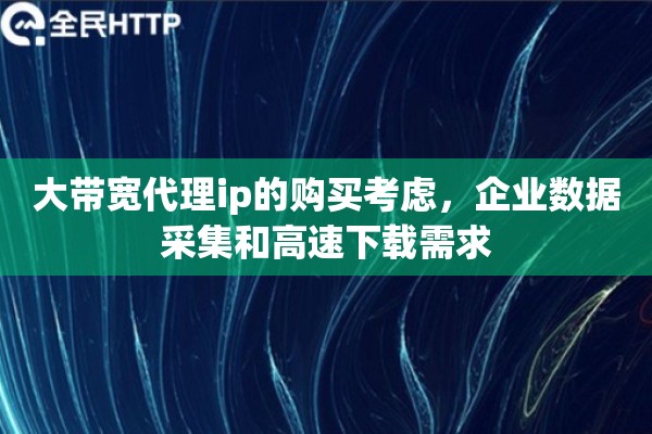 大带宽代理ip的购买考虑，企业数据采集和高速下载需求