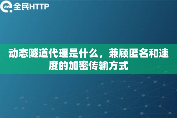 动态隧道代理是什么，兼顾匿名和速度的加密传输方式
