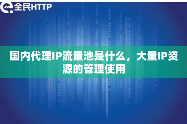 国内代理IP流量池是什么，大量IP资源的管理使用