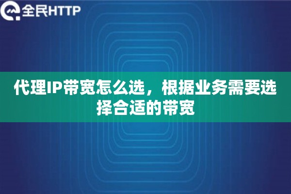 代理IP带宽怎么选，根据业务需要选择合适的带宽