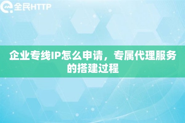 企业专线IP怎么申请，专属代理服务的搭建过程