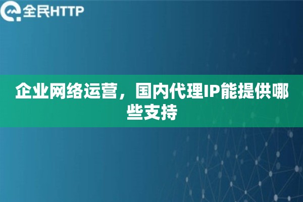 企业网络运营，国内代理IP能提供哪些支持