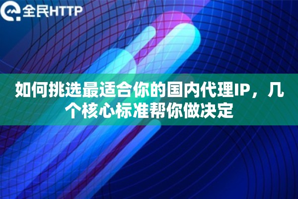 如何挑选最适合你的国内代理IP，几个核心标准帮你做决定