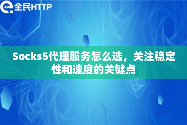 Socks5代理服务怎么选，关注稳定性和速度的关键点