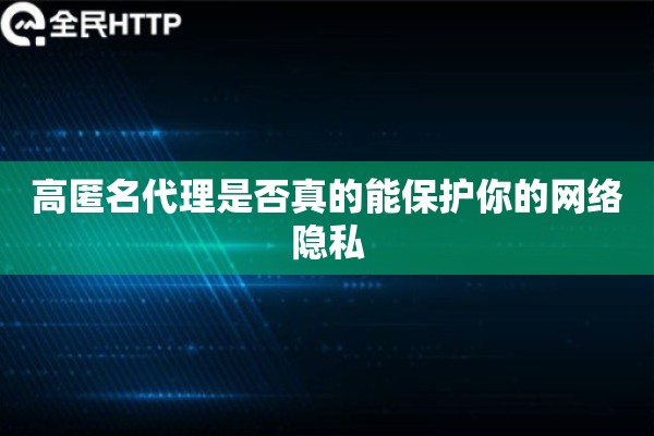 高匿名代理是否真的能保护你的网络隐私